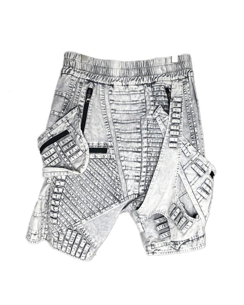 Wasteland Asymmetric Distressed Drop-Crotch Shorts