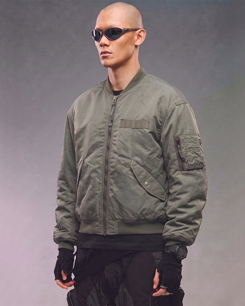 Post-Apocalyptic Washed Utility MA1 Bomber Jacket
