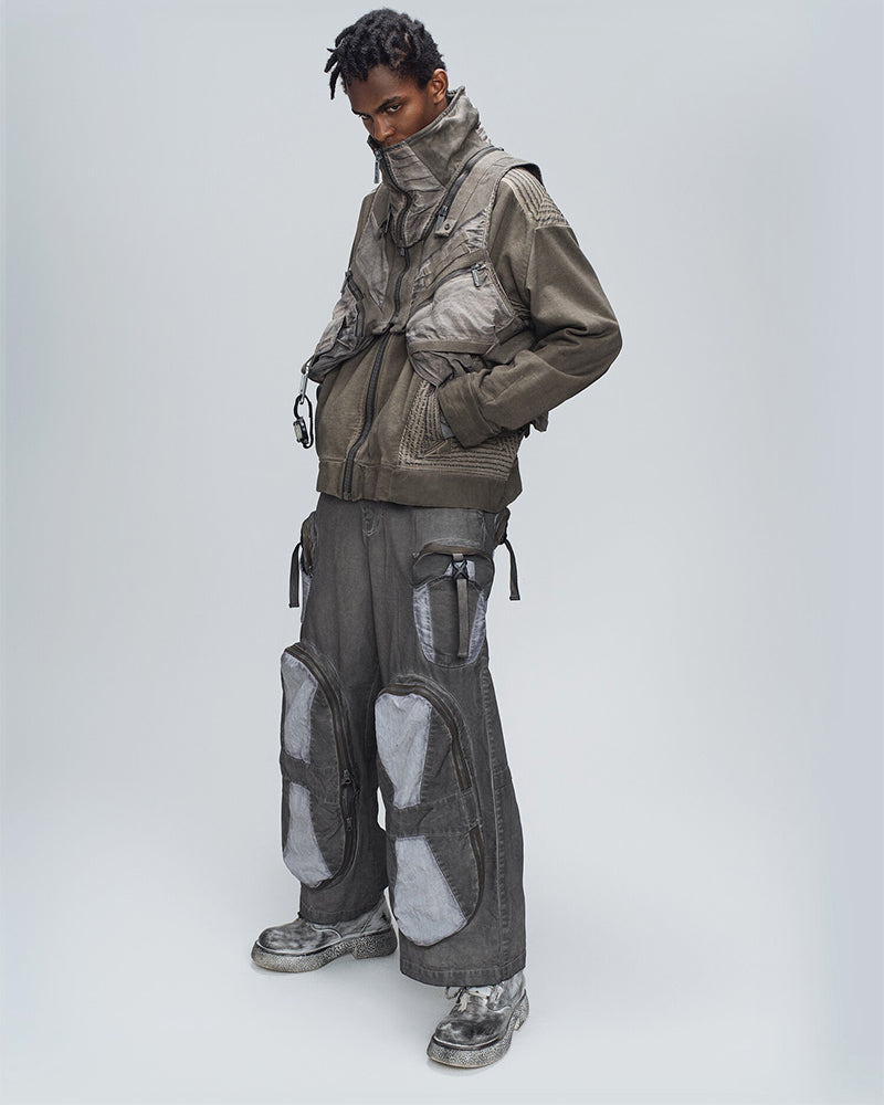 Post-Apocalyptic Multi-Pocket Patchwork Cargo Pants