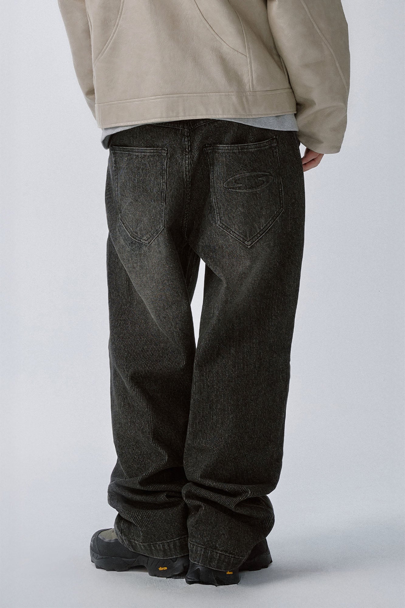 Retro Corduroy Logo Embroidery Straight-Leg Jeans