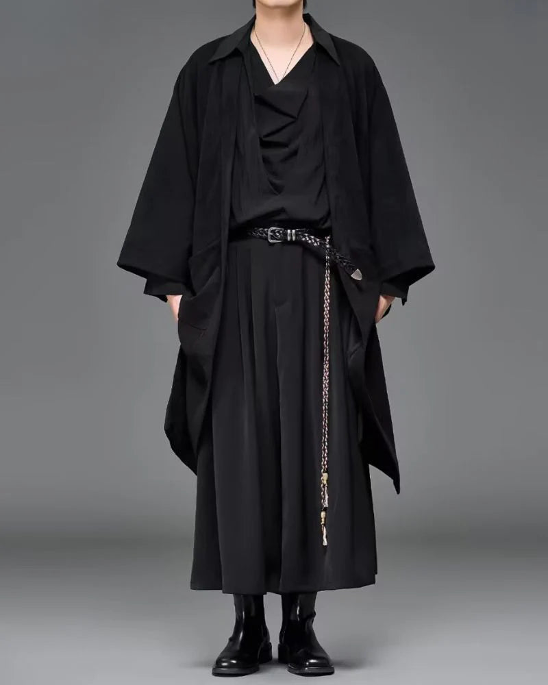 Modern Japanese Suede Long Kimino Jacket