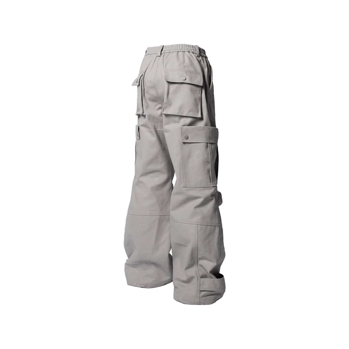 Multi-Pocket Oversized Workwear Cargo Pants Gray