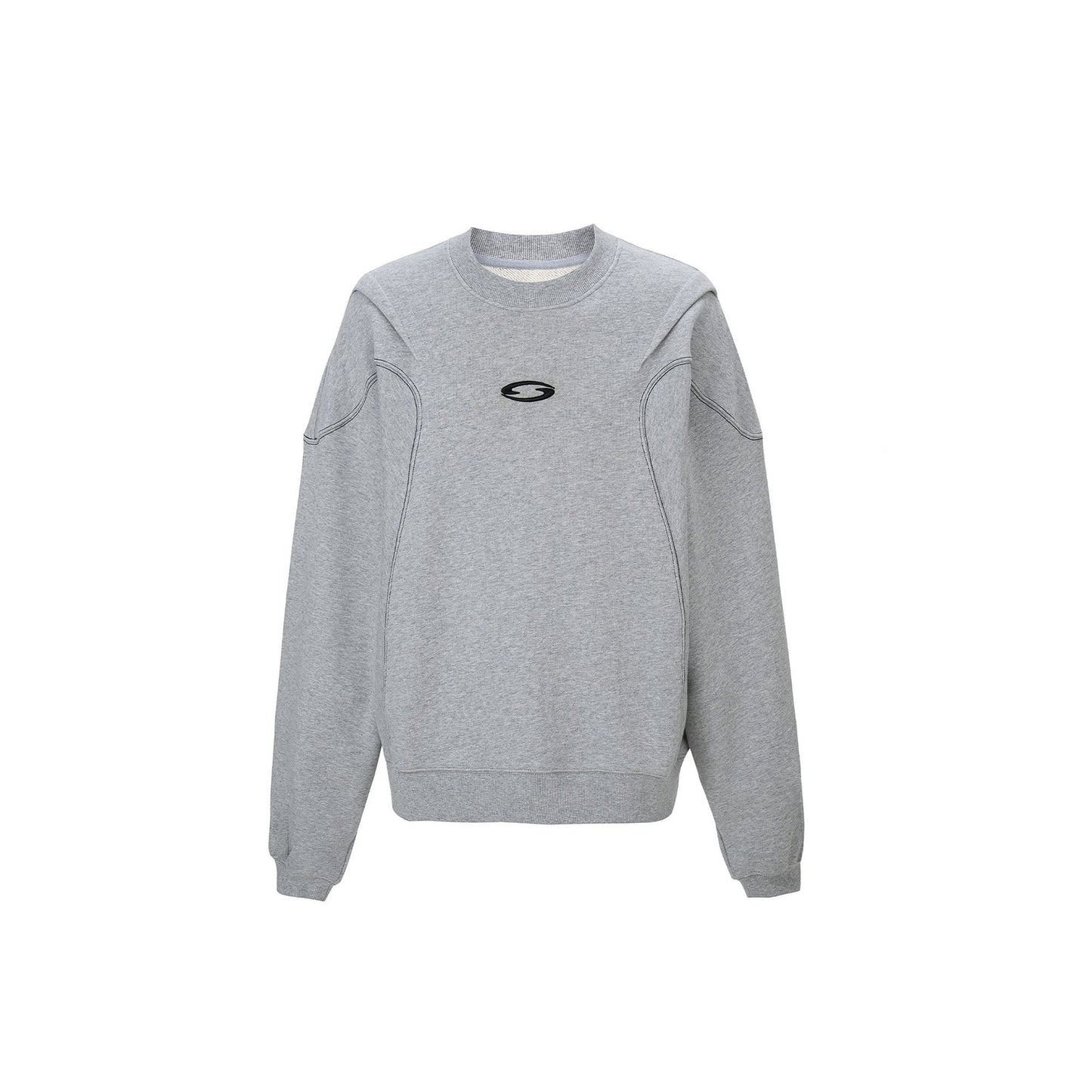 Pleated Panel Logo Embroidery Sweatshirt