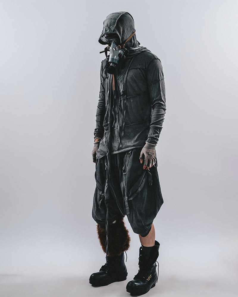 Spiral Cut Deconstructed Washed Long Sleeve T-Shirt