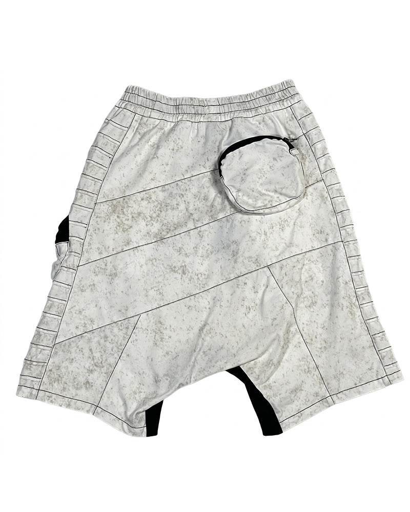 Wasteland Deconstructed Multi‑Pocket Drop Crotch Shorts