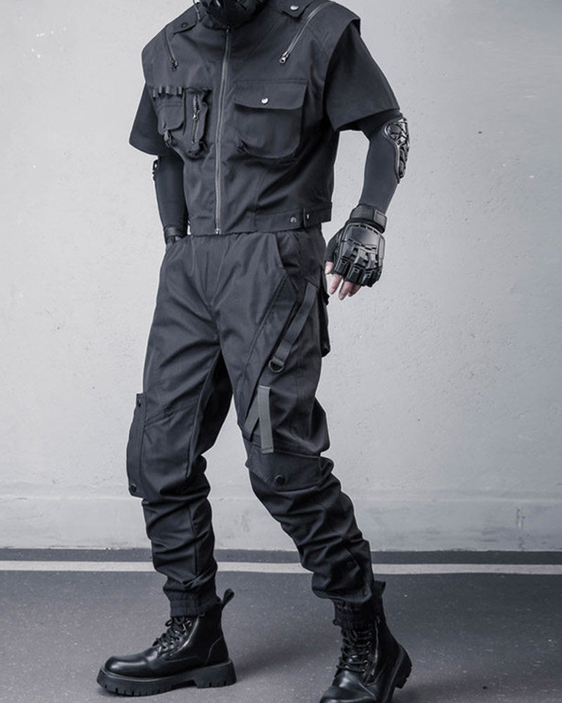 Ninja Techwear Black Slim Cargo Pants