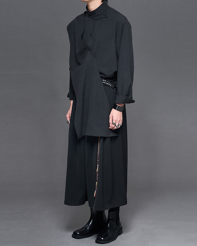 Japanese Vintage Scarf Collar Long-Sleeve Shirt