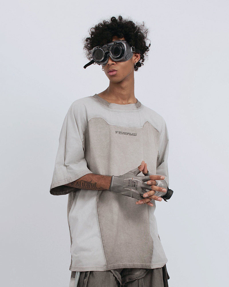 Distressed Dirty-Dye Deconstructed Panel T-Shirt