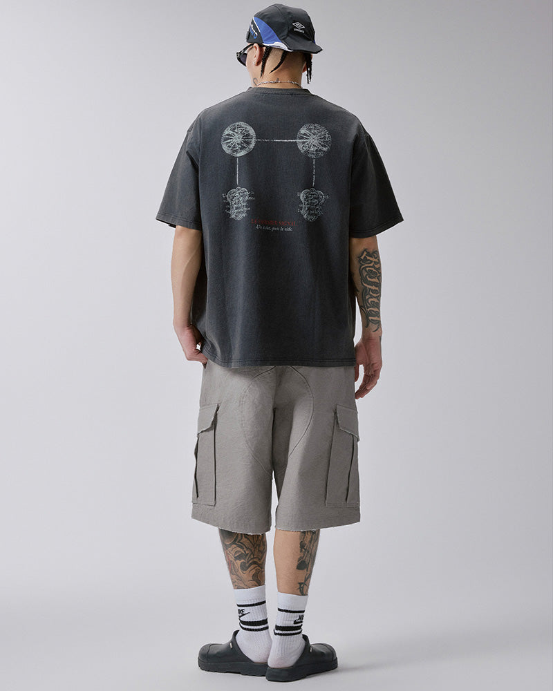 Washed Vintage Ghost Figure Print T-Shirt