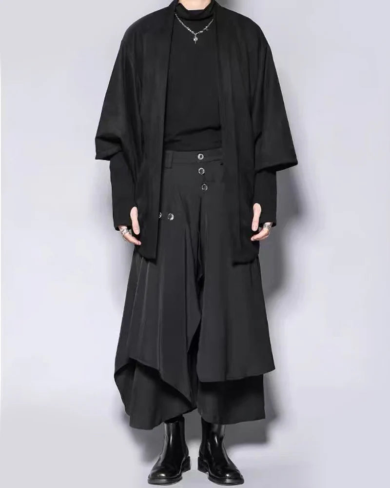 Modern Japanese Mock Neck Long-Sleeve T-Shirt