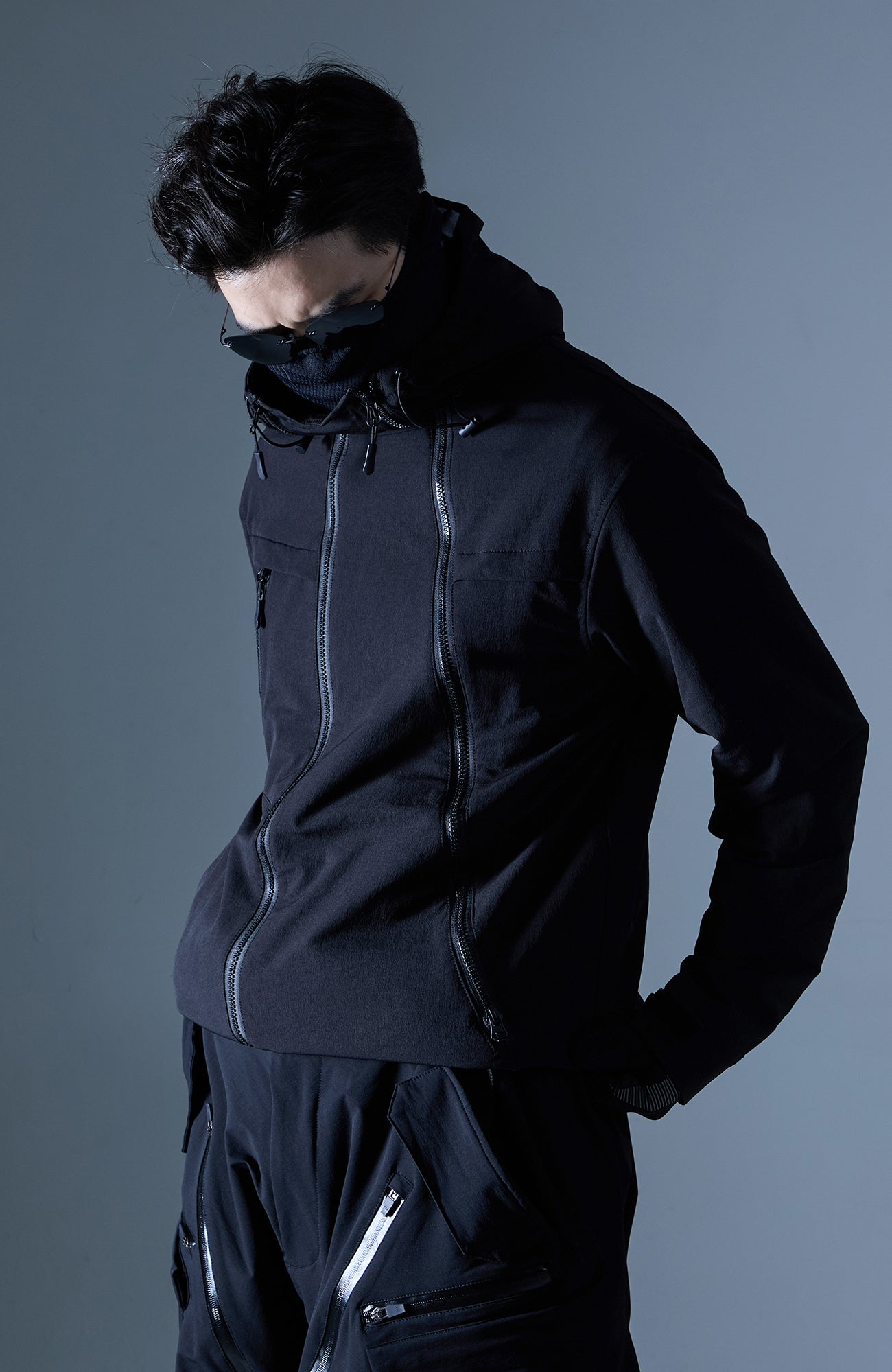 Dual-Placket Softshell Hooded Jacket