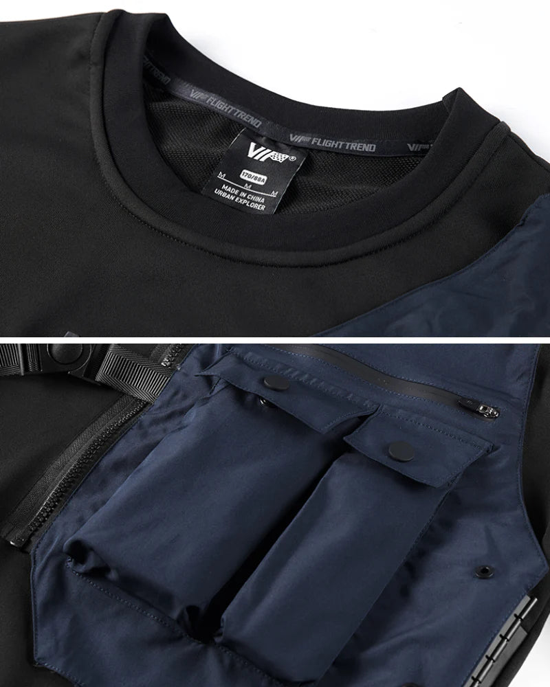 Techwear Fake Two Piece Crewneck Tactical Sweatshirt