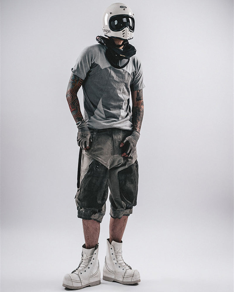 Wasteland Wear 3D Patchwork Distressed Cotton T-Shirt