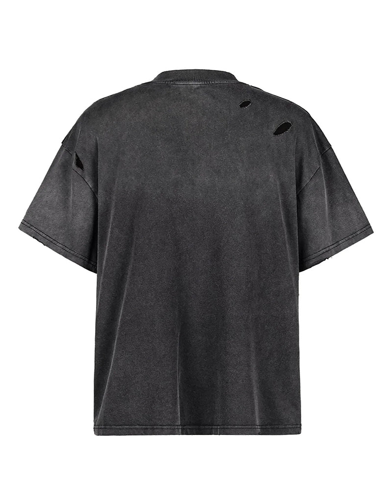 Washed Ripped Gradient T-Shirt Black