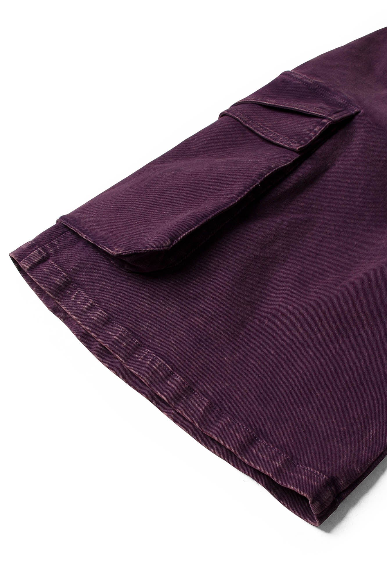 Detachable Scarf Washed Multi-Pocket Wide-Leg Shorts Purple