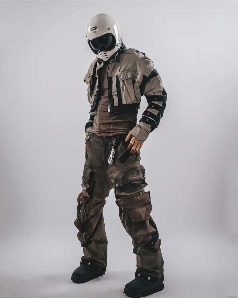 Post-Apocalyptic Functional 3D Pocket Wide Leg Cargo Pants