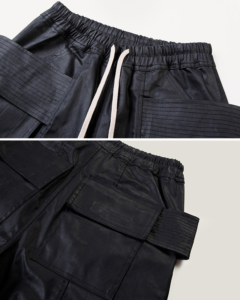 Waxed Multi‑Pocket Deconstructed Utility Cargo Pants