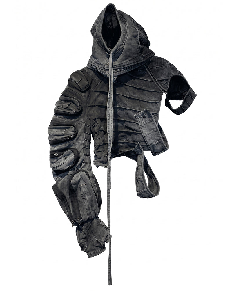 Wasteland Deconstructed Asymmetrical Distressed Hooded Jacket