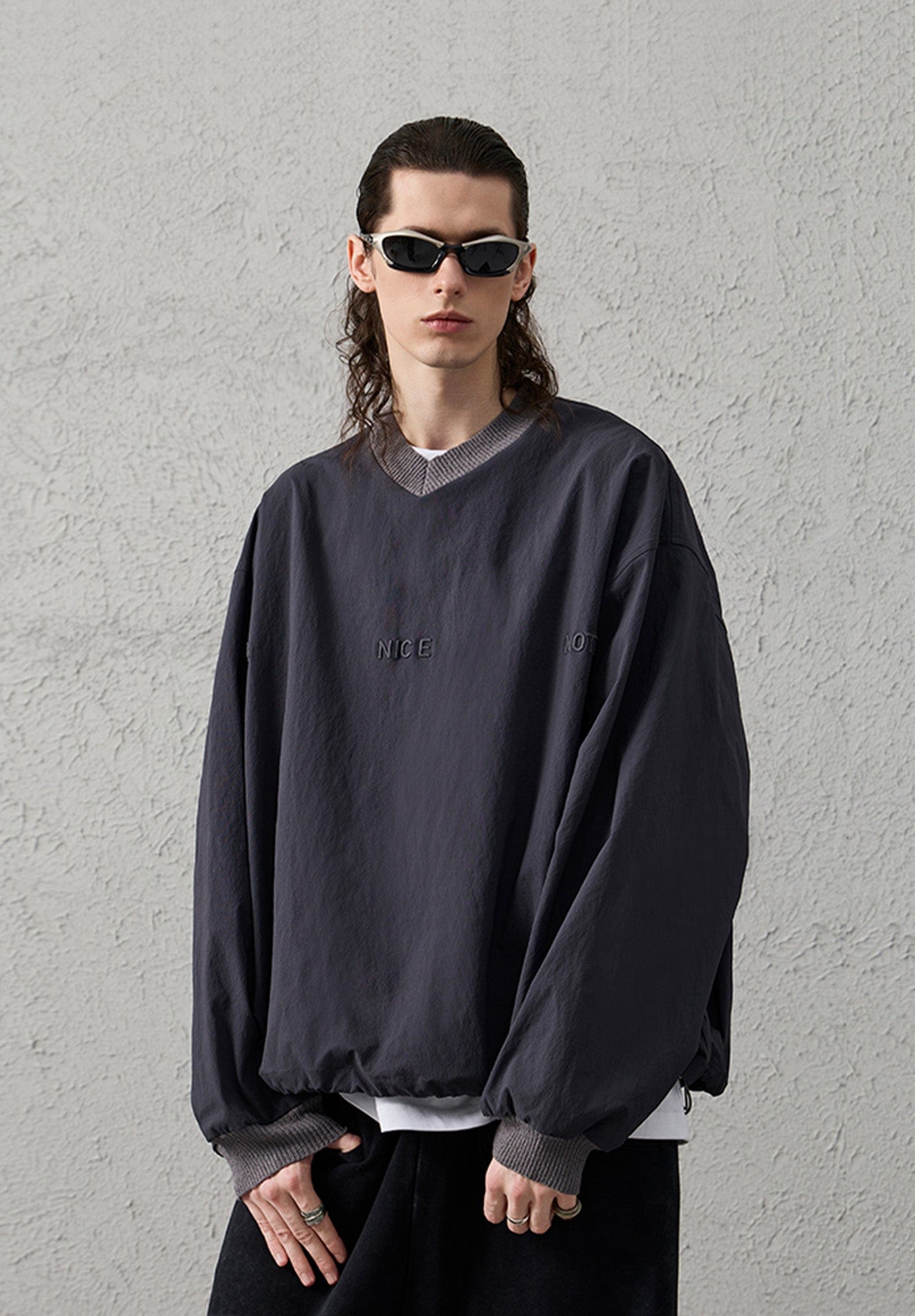 Water-Repellent Embroidered Drawstring Sweatshirt
