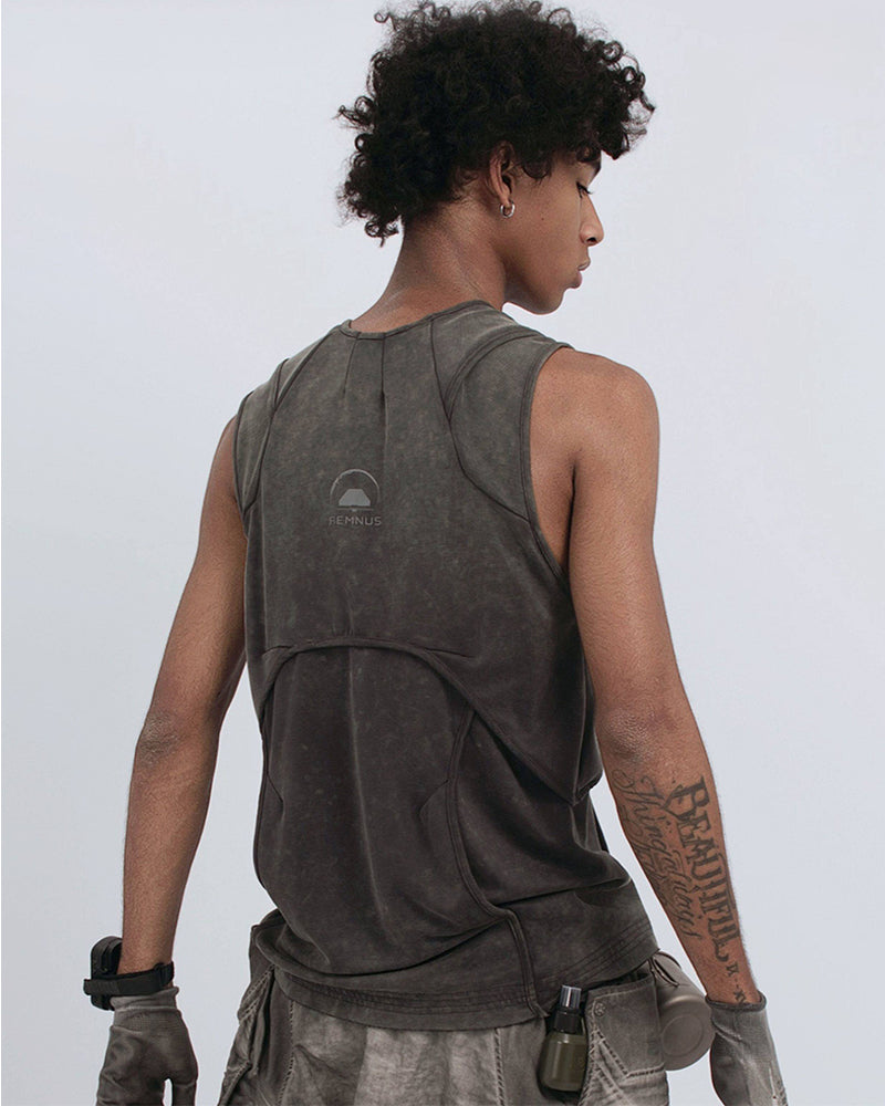 Dune Wasteland Deconstructed Splicing Sleeveless T-Shirt