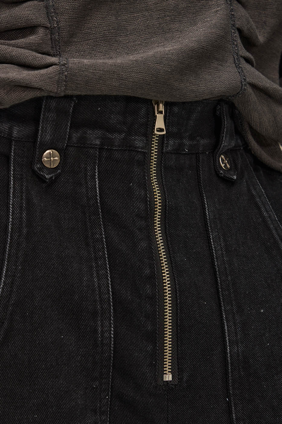 Spliced Faux-Layered Strap Zipper Pants