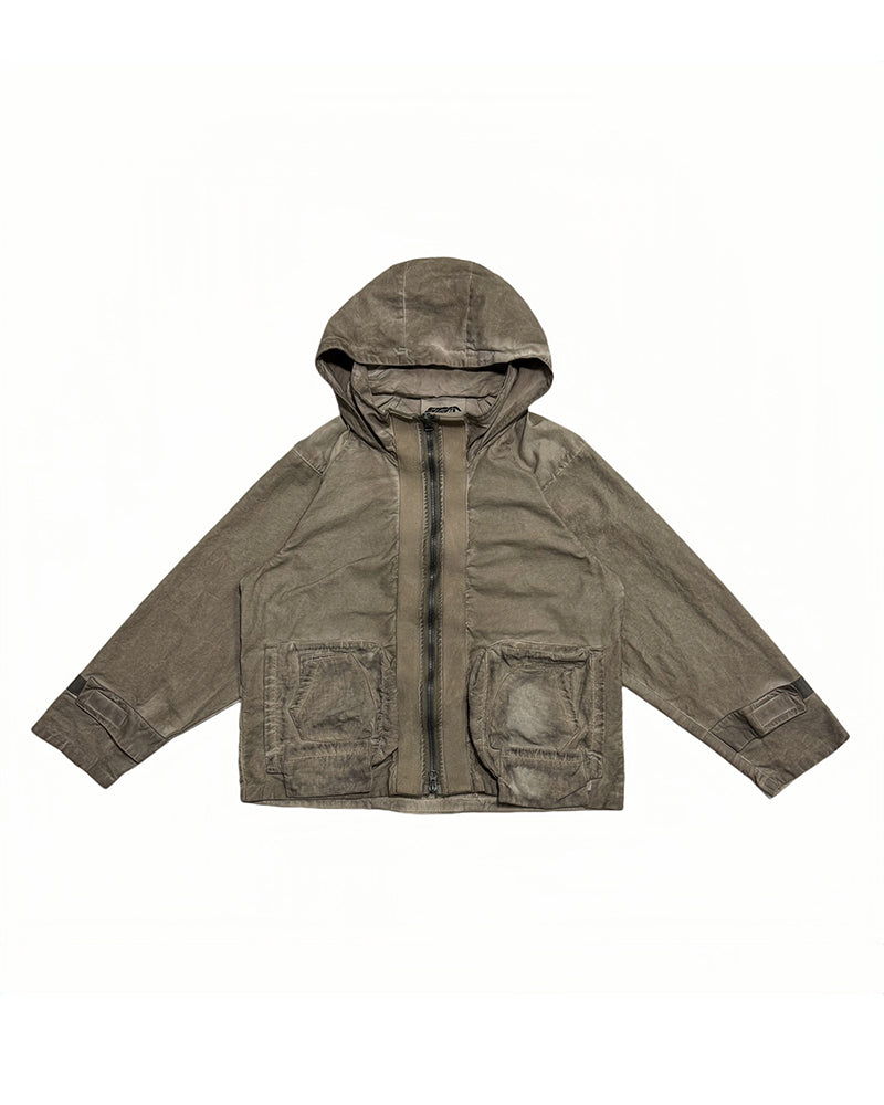 Post-Apocalyptic Distressed Pocket Hooded Jacket