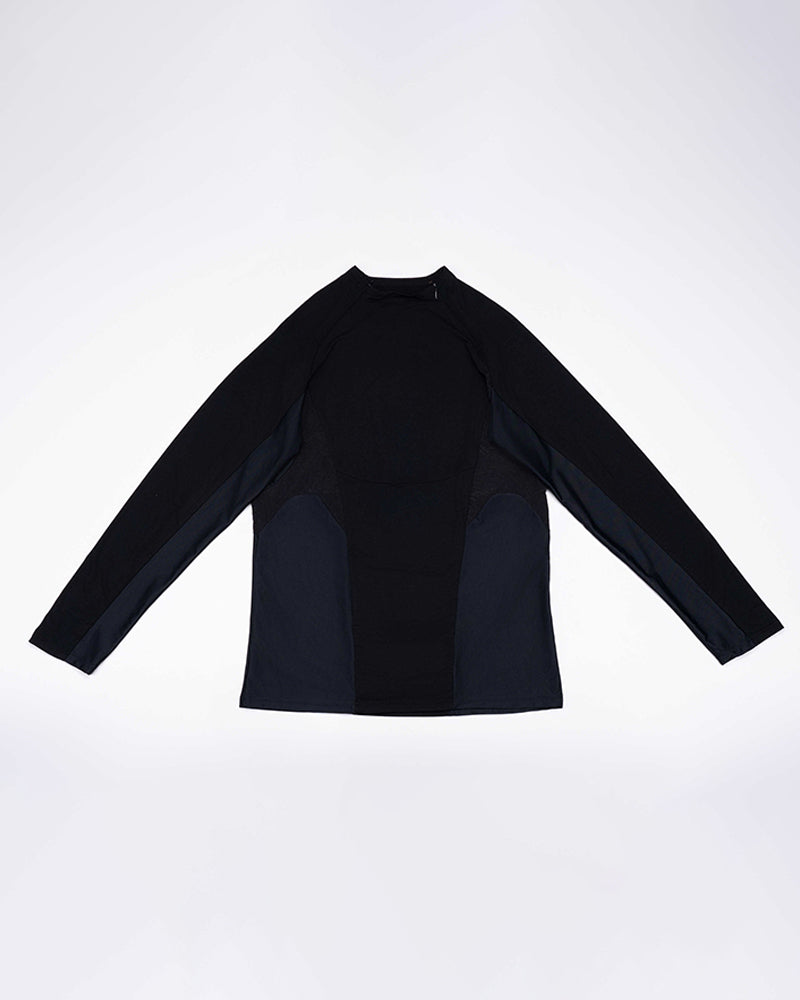 Techwear Color-Block Mock Neck Long-Sleeve Tee