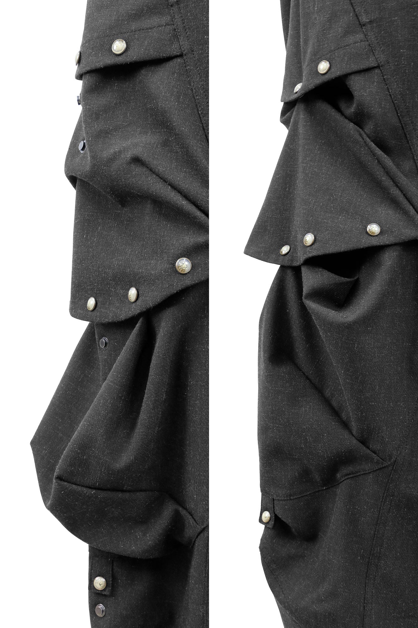 Detachable Drape Linen-Blend Cargo Dark Gray