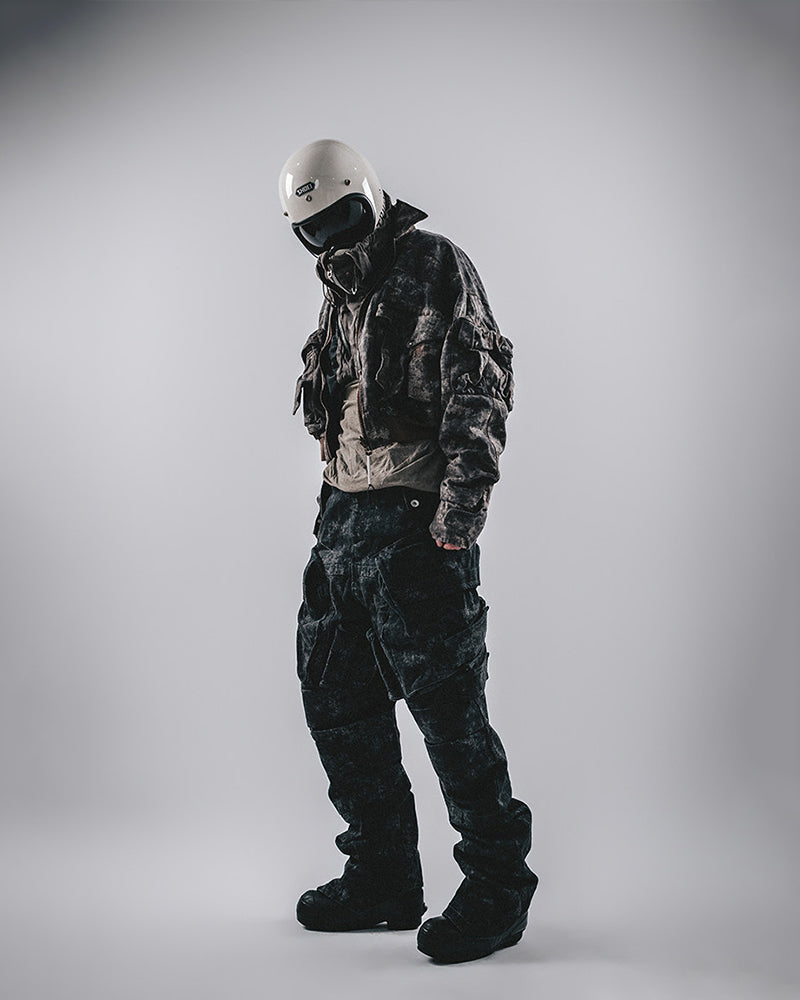 Marbled Wash 3D-Cut Multi-Pocket Cargo Pants