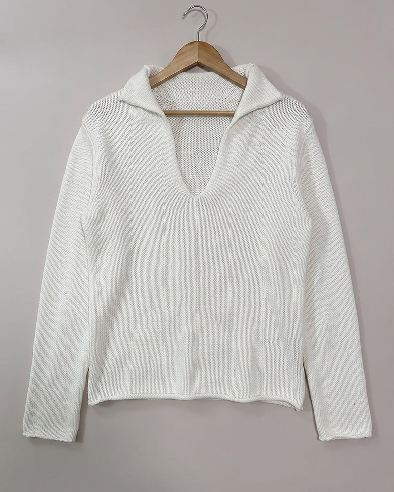 Post-Apocalyptic V-Neck Solid Sweater