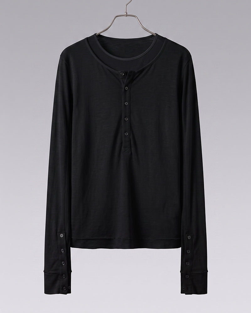 Dystopian Double-Layer Button Long Sleeve Top