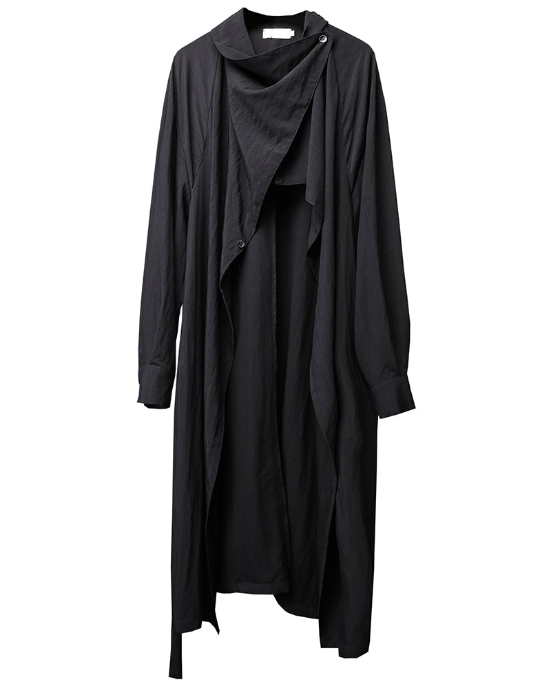 Darkwear Asymmetric Draped Black Long Cardigan