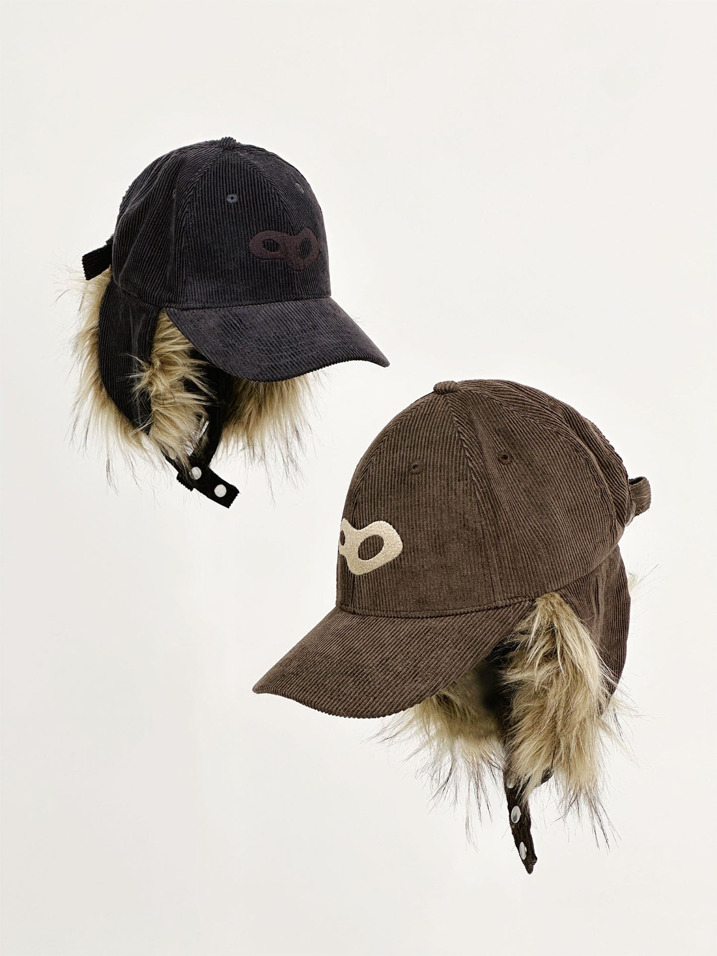 Faux-Fur Earflaps Corduroy Cap