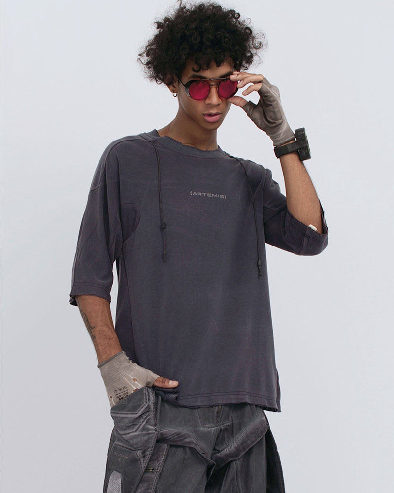 Wasteland Style Patchwork Drawstring T-Shirt