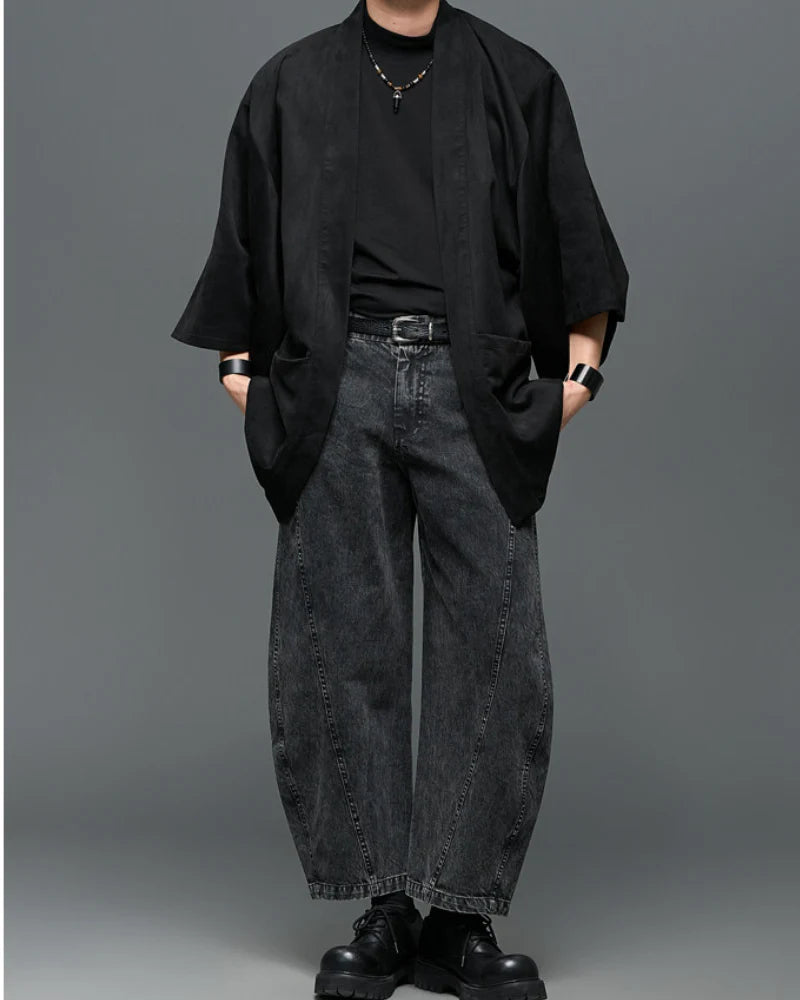 Japanese Vintage Curved Knife Cropped Straight Pants
