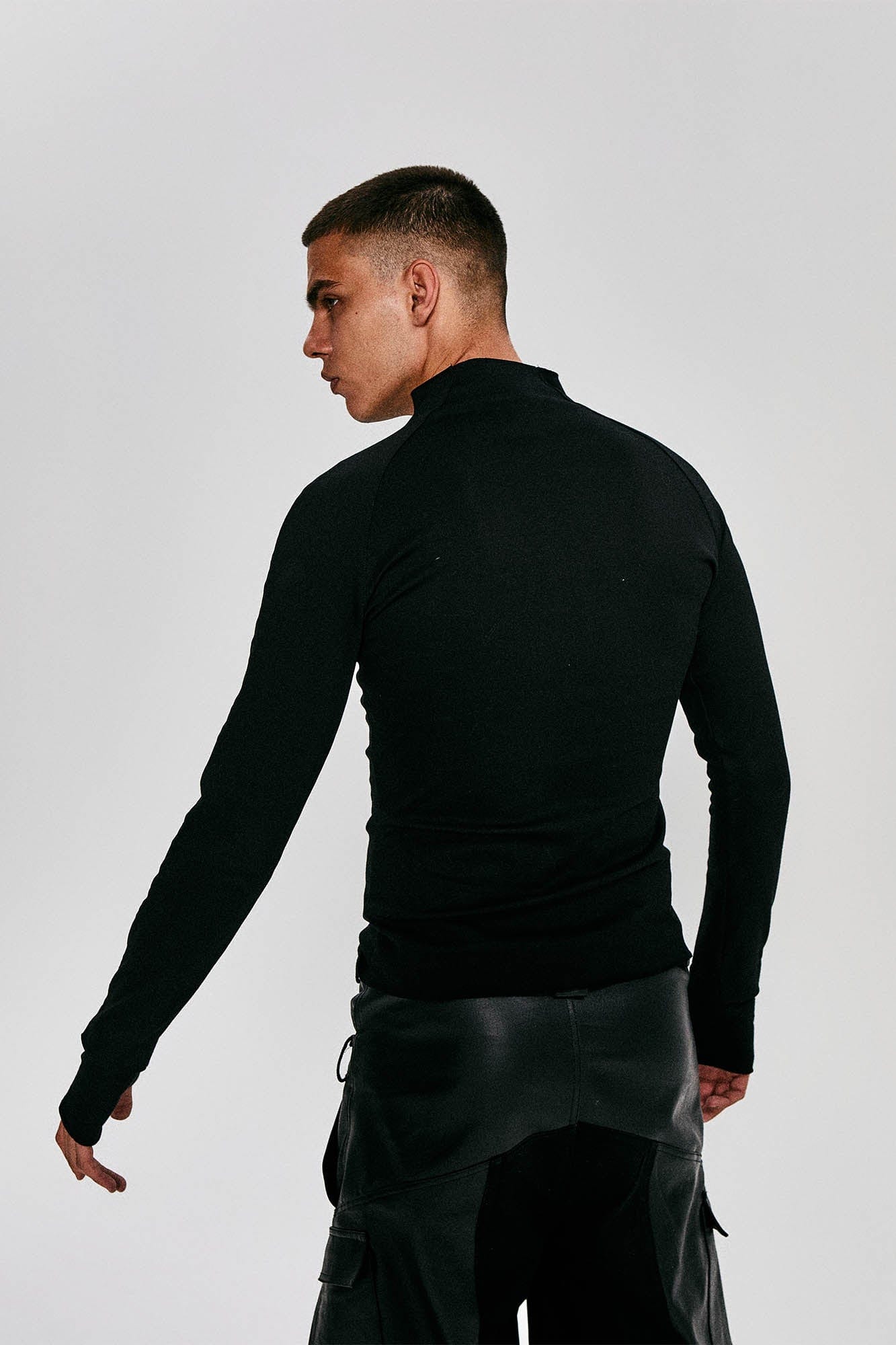 Gothic Script Graphic Asymmetrical Button Long-Sleeve Tee