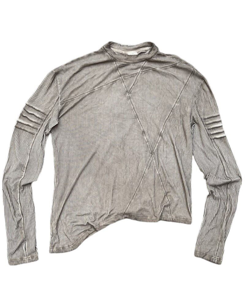 Post-Apocalyptic Distressed Stripe Panelled Long-Sleeve Tee