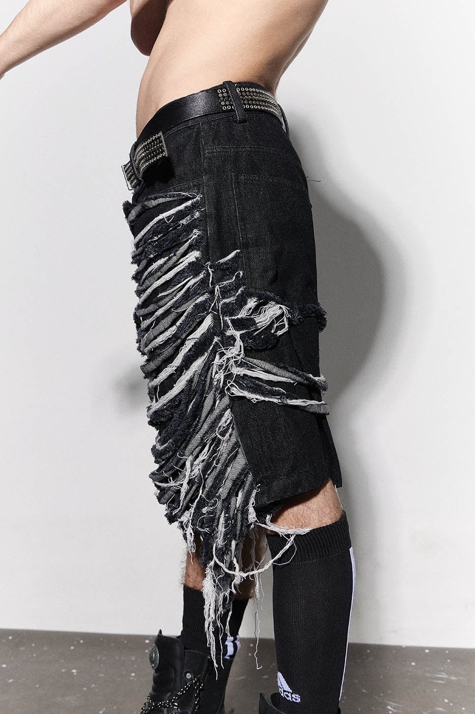 Heavily Distressed Denim Shorts
