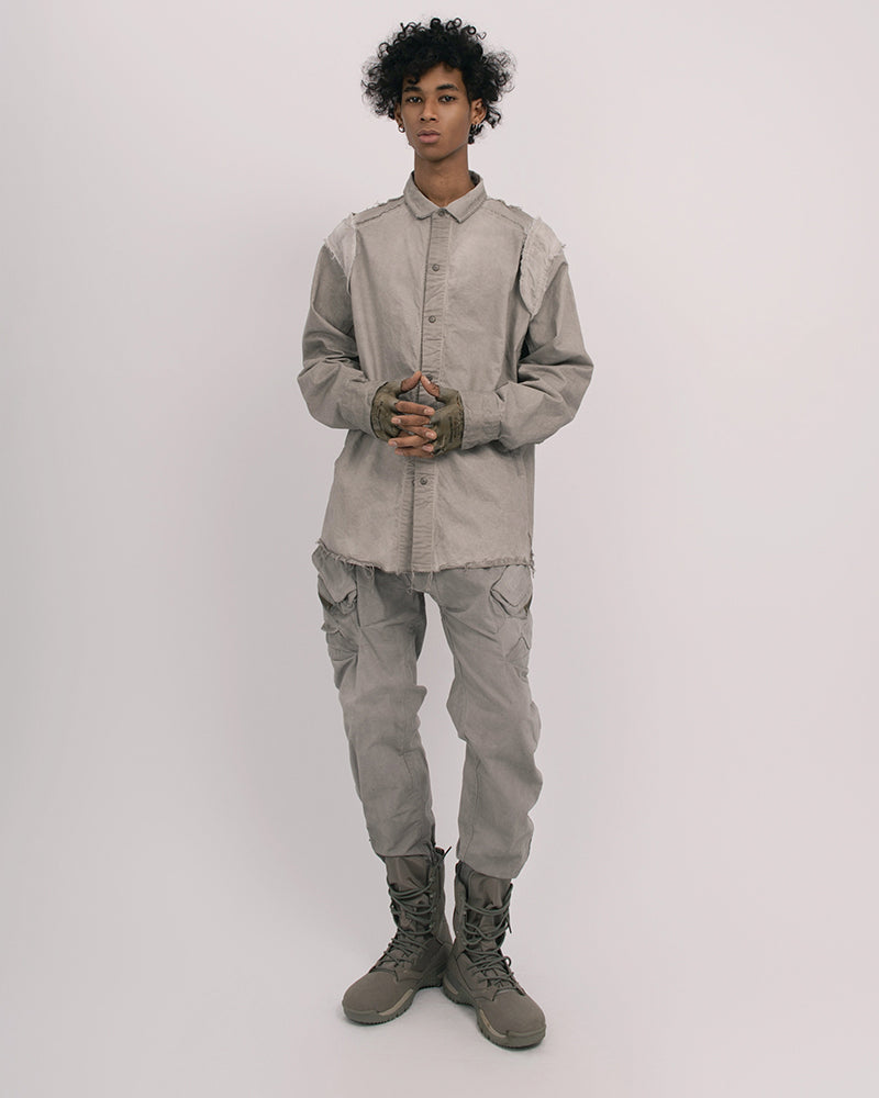 Wasteland Distressed Frayed Button Long-Sleeve Shirt