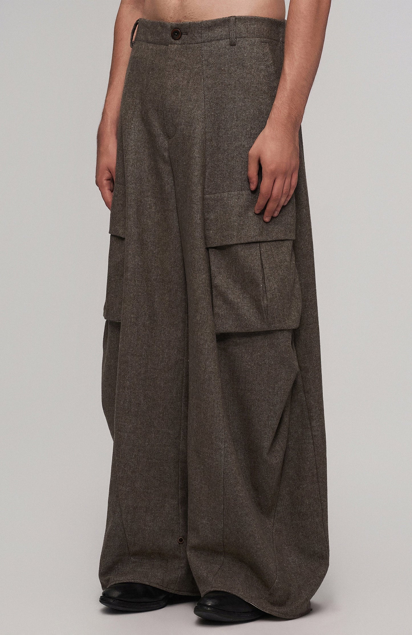 Striped Lining Oversized Wool-Blend Trousers
