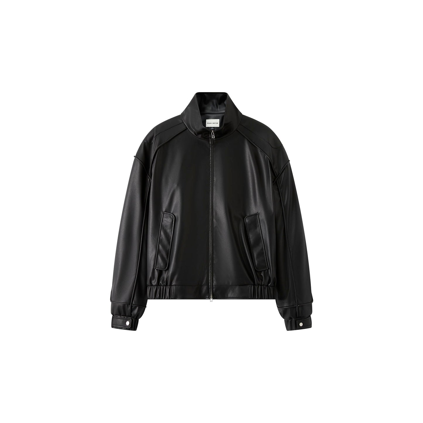 Faux Leather Piped Seam Jacket