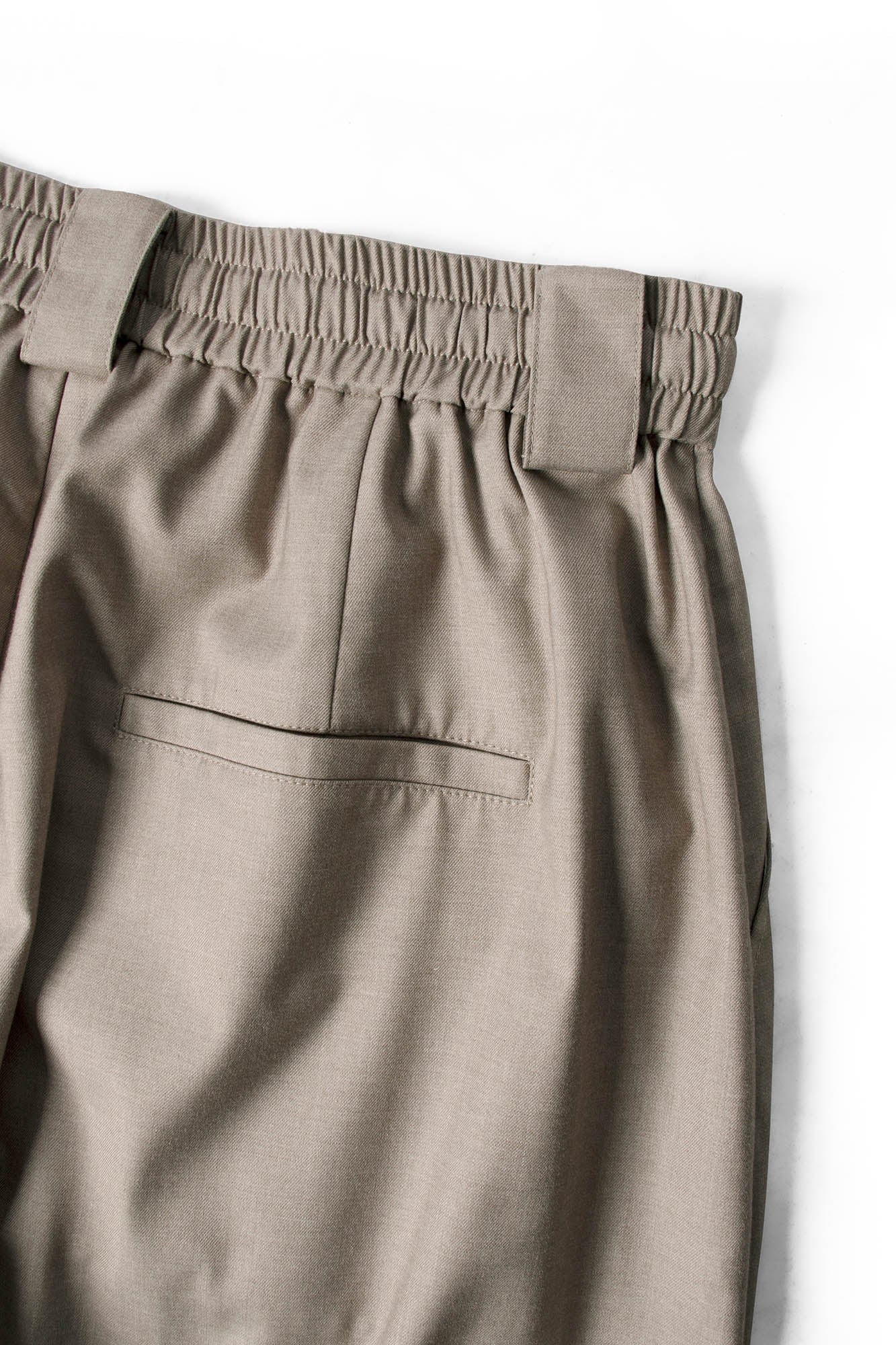 Pleated Drawstring Curved Wide-Leg Trousers