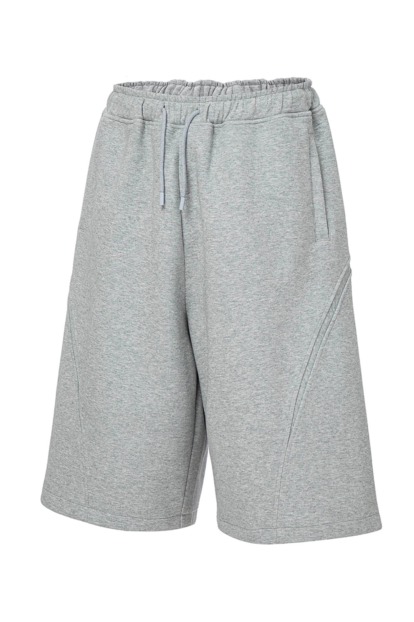Curved Spliced Drawstring Shorts