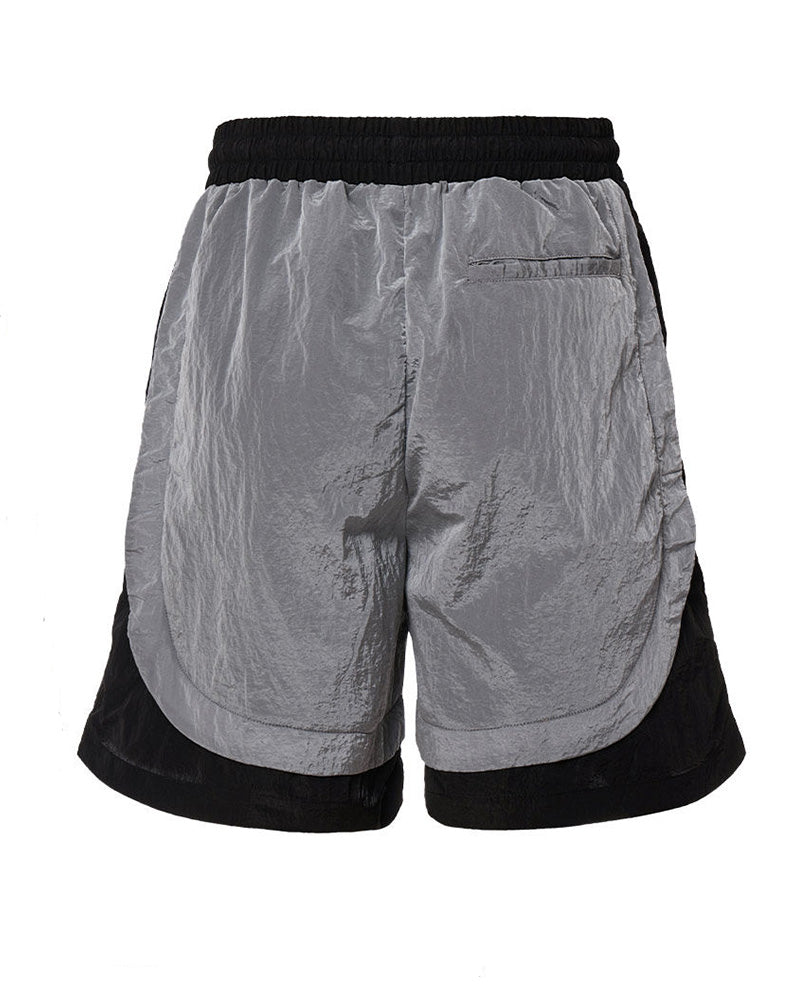 Metallic Nylon Panel Shorts