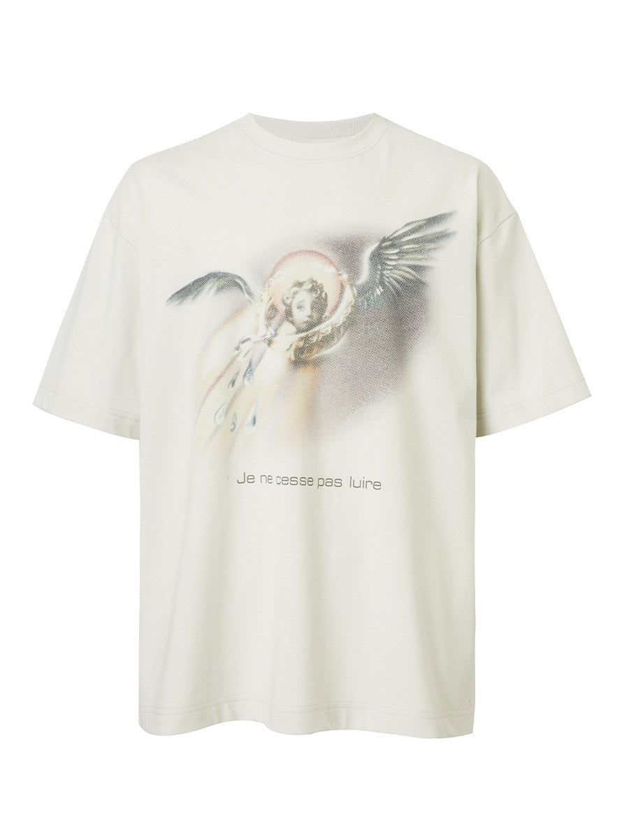 Vintage Angel Halftone Print T-Shirt