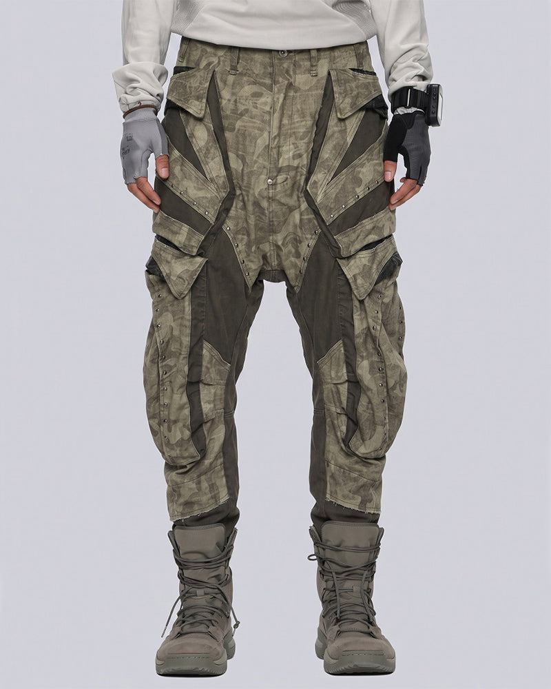 Wasteland Camo Distressed Color-Block Tactical Pants