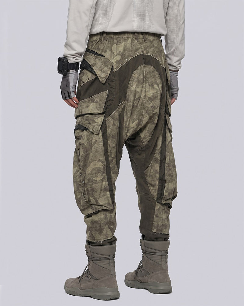 Wasteland Camo Distressed Color-Block Tactical Pants