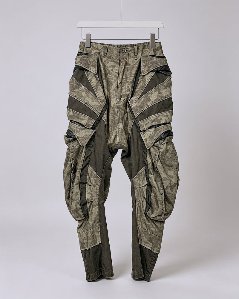 Wasteland Camo Distressed Color-Block Tactical Pants