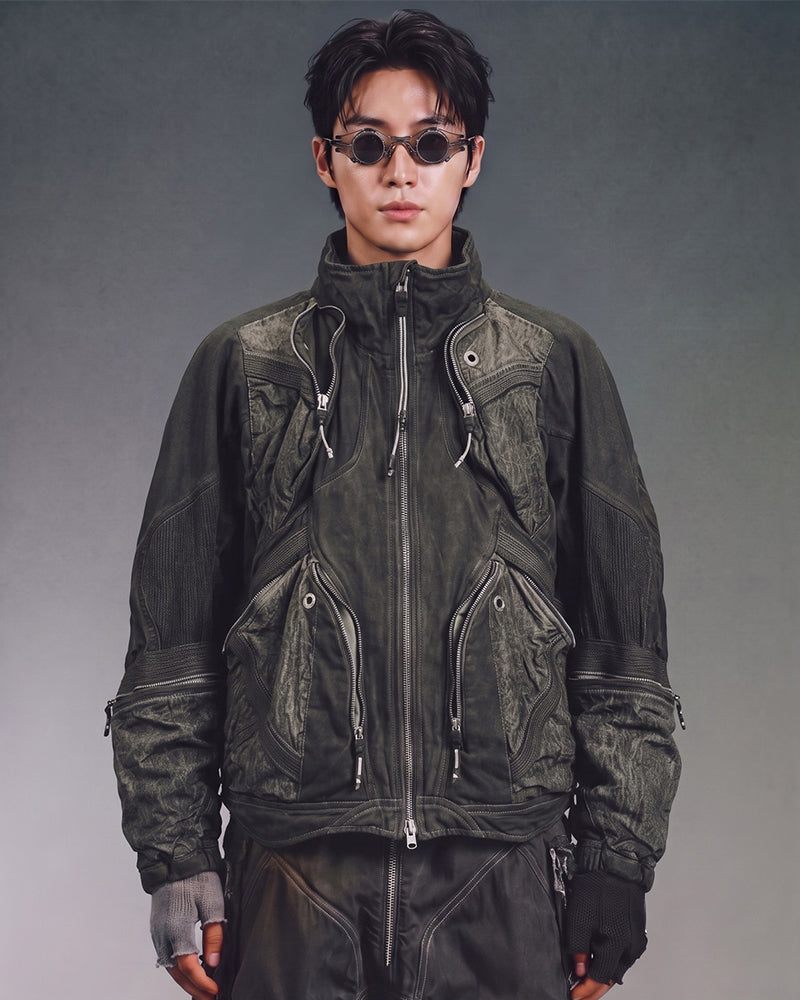 Wasteland Distressed-Wash Multi-Pocket Jacket