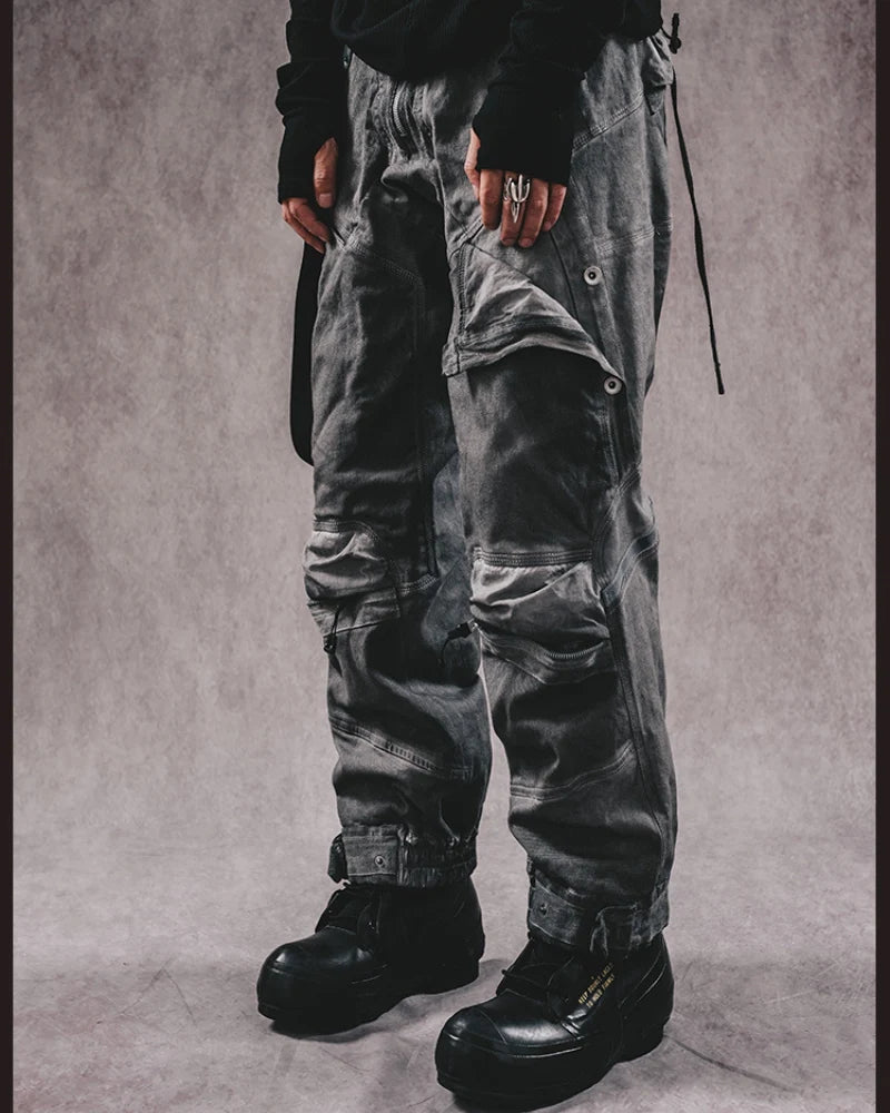Post-Apocalyptic 3D Cut Distressed Double-Layer Cargo Pants